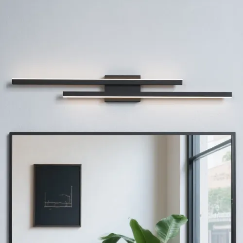 Modern 36-Inch Black Iron 2-Light Dimmable LED Vanity Light