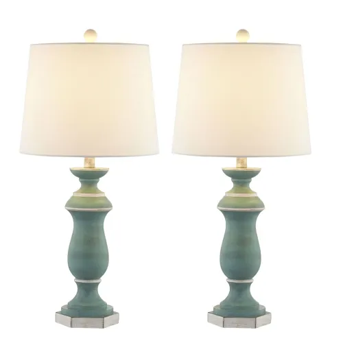 Set of 2 Traditional Green Resin 27-Inch 3-Way Table Lamps