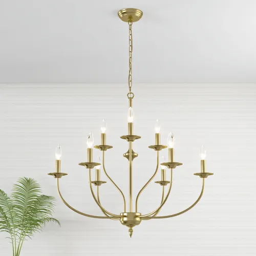 Modern 9-Light Gold Iron Two-Tier Dimmable Ceiling Chandelier