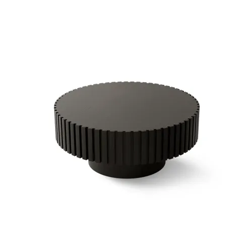 31.5-Inch Black MDF Round Coffee Table with Sturdy Pedestal Base