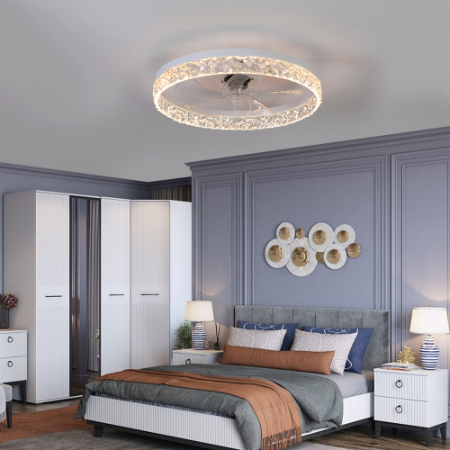 19.7-Inch White Iron Flush Mount Ceiling Fan Light with Remote