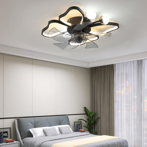 19.7-Inch White & Black Iron Ceiling Fan with Light, Butterfly Style