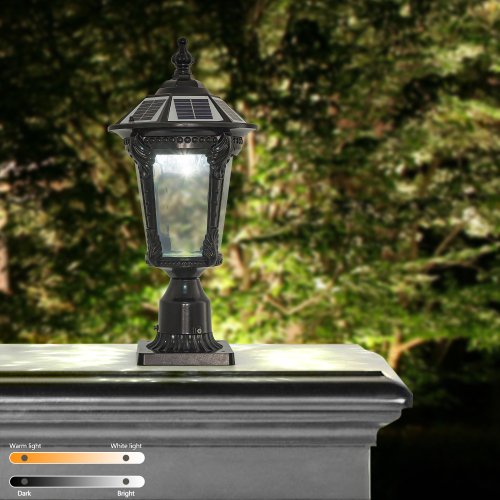 Retro Black Aluminium Solar Light with Dimmable LED, 1 Pack, 18.5-Inch