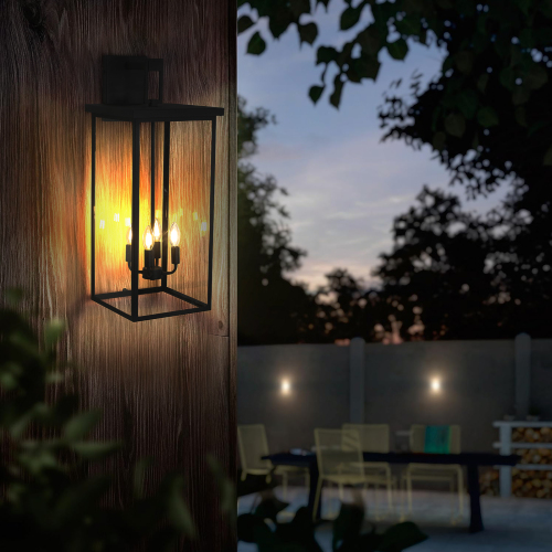 30-Inch Black Aluminium 4-Light Outdoor Wall Sconce for Porch