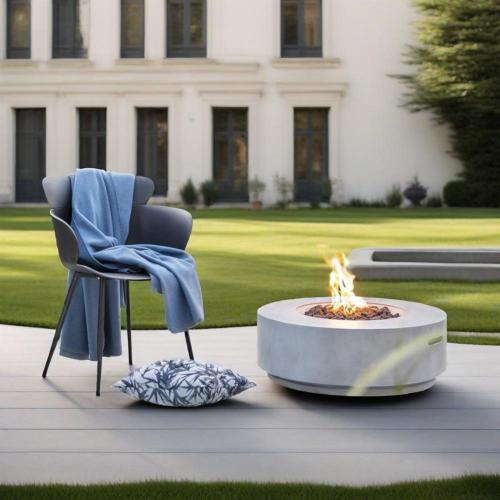 30-Inch Light Gray Concrete Propane Fire Pit Table, 50,000 BTU