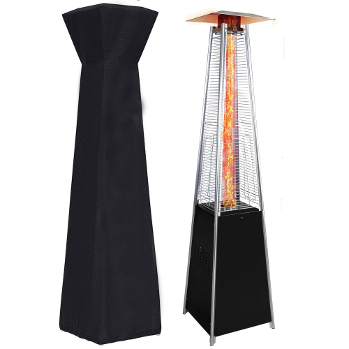 48,000 BTU Propane Heater, Black/Silver, Glass/Metal/Stainless, 20.47x20.47x89.37in