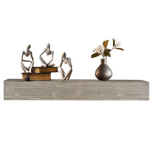 72-Inch Gray Solid Wood Fireplace Mantel, Wall-Mounted Floating Shelf
