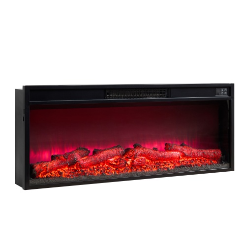 30-Inch Black Metal Recessed Electric Fireplace Insert with Sound