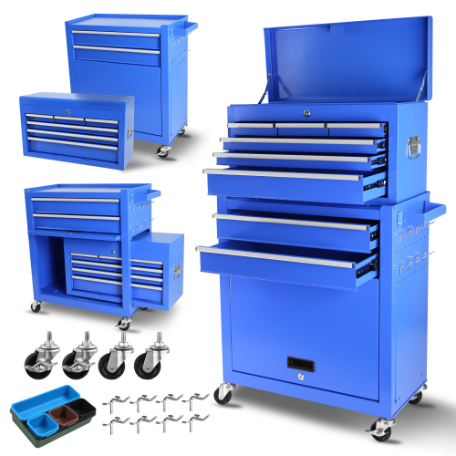 Blue Steel 8-Drawer Rolling Tool Chest with Detachable Cabinet, 42.52-Inch