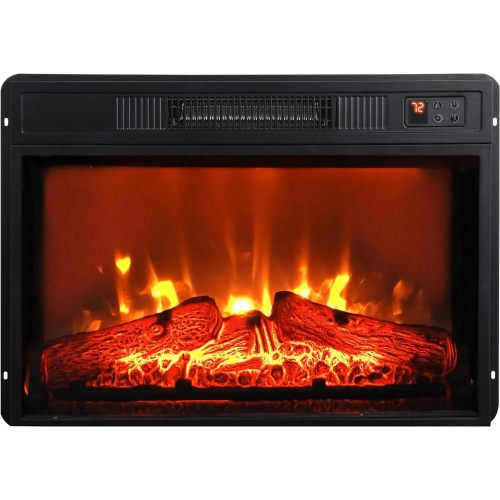 23-Inch Black Iron Electric Fireplace Insert with App & Bluetooth