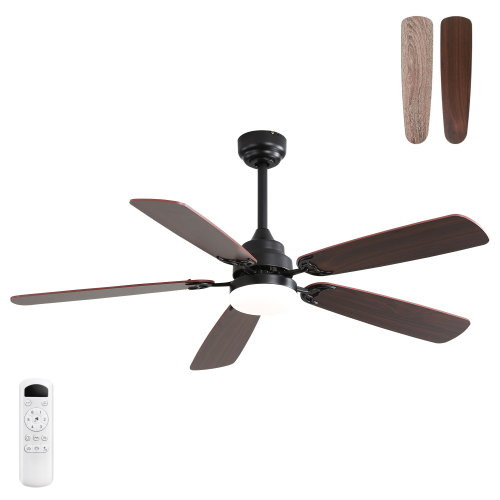 52-Inch Matte Black MDF 5-Blade Ceiling Fan with LED Light