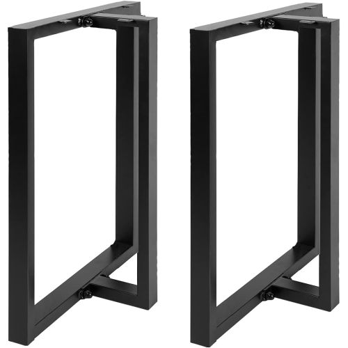 Black Heavy-Duty Metal T-Shape Table Legs, 28 x 24 Inch, Set of 2