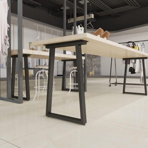 Black Metal Table Legs, 28 x 24 Inch Industrial Base, Set of 2
