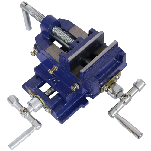 Blue 3-Inch Steel Cross Slide Vise for Drill Press, 2-Way X-Y Clamp
