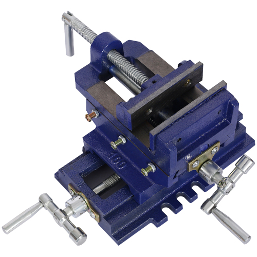 4-Inch Blue Steel Cross Slide Drill Press Vise for Benchtop Work