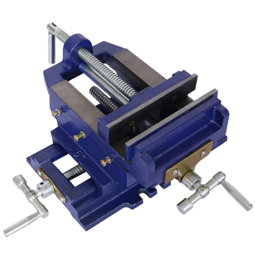 6-Inch Blue Steel Cross Slide Drill Press Vise for Benchtop Use