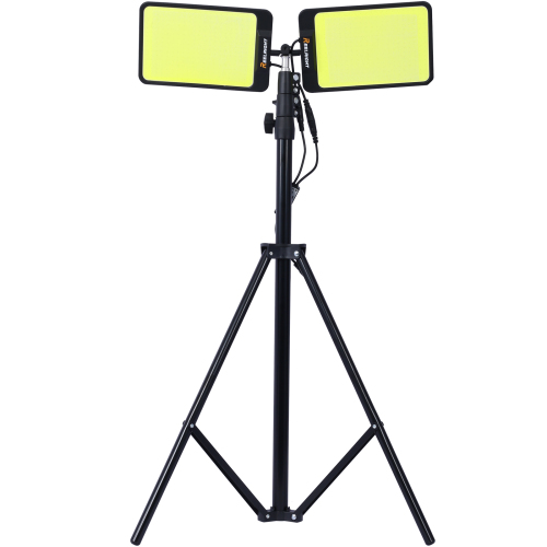 11,200-Lumen Dual-Head Black Metal Tripod Work Light with Remote