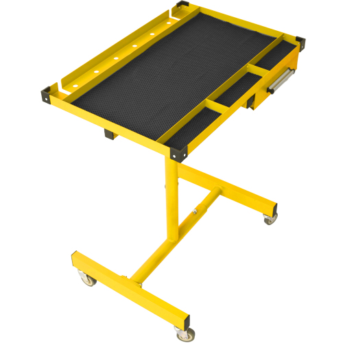 Black Metal Adjustable Work Table with Drawer, 29 x 20 x 34 in