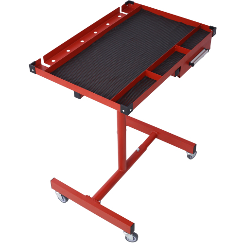 Black Metal Adjustable Work Table with Drawer, 29 x 20 x 34 in.