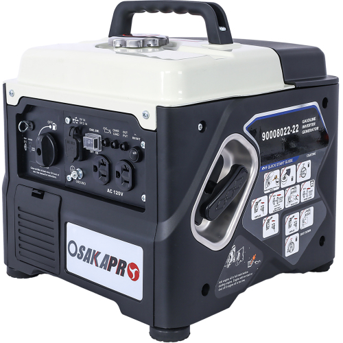 1200W Portable Inverter Generator, Black White Aluminium, 13 x 12.6 x 13.8