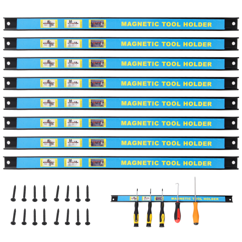 8-Pack 18-Inch Heavy-Duty Black Steel Magnetic Tool Holder Bars