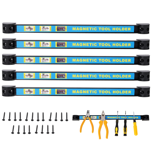 5-Pack 16-Inch Heavy-Duty Black Steel Magnetic Tool Holder Bars