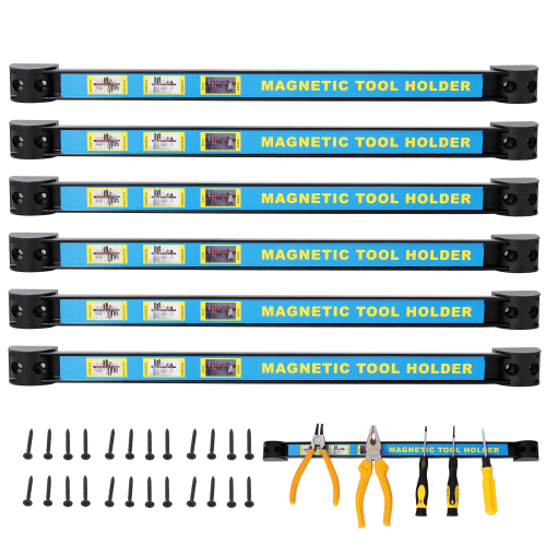 6-Pack 18-Inch Heavy-Duty Steel Magnetic Tool Bars, Black