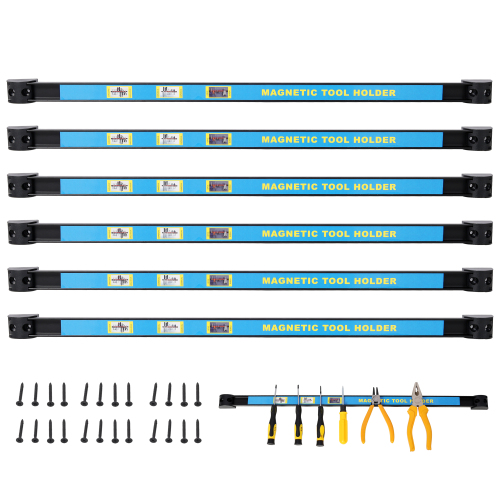 24-Inch Black Steel Magnetic Tool Bar, Heavy-Duty Workshop Holder