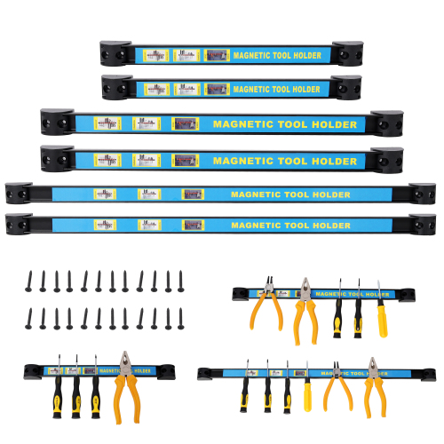 6-Pack Heavy-Duty Black Steel Magnetic Tool Holder Bars, 12/18/24 in.