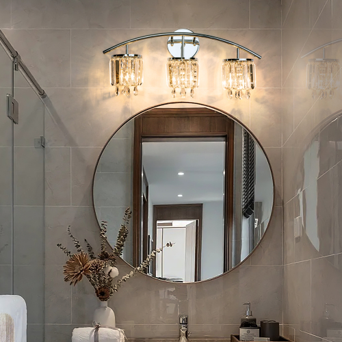 Modern 3-Light Chrome Crystal Wall Sconce, 23.6 x 6.6 x 11.3 in.