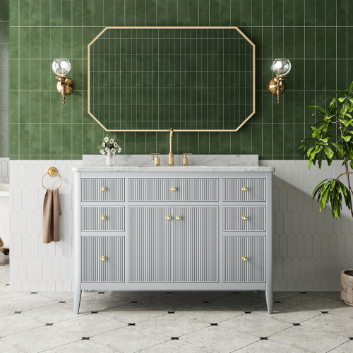 48-Inch Light Grey Freestanding Solid Wood Single-Sink Vanity