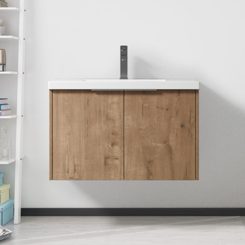 Modern 30-Inch Imitative Oak Plywood Bathroom Vanity with Sink