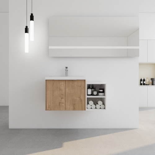 36-Inch Modern Plywood Bathroom Vanity with Sink, Imitative Oak