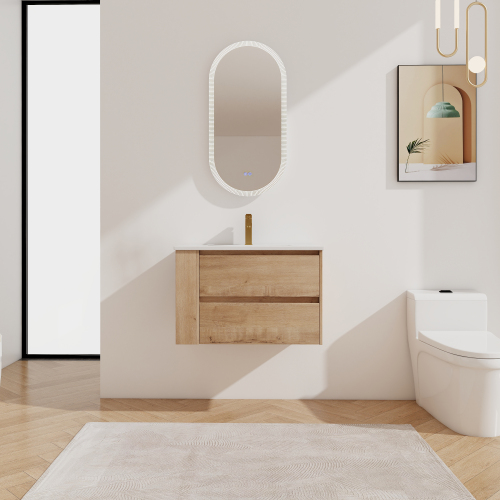 30" Wall Mounting Bathroom Vanity With Ceramic Sink, 2-Soft Close Drawer - White Ceramic - Plywood - Not Specified - Modern - Not Specified - Not Specified - Not Specified - Not Specified - Not Specified