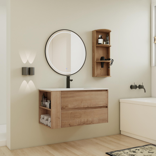 36-Inch Imitative Oak Plywood Bathroom Vanity with Sink and Drawers