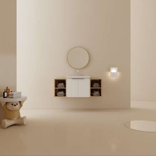 48-Inch Glossy White Plywood Wall-Mounted Bathroom Vanity with Sink