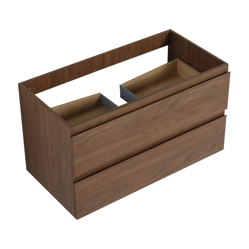 36-Inch Wall-Mounted Bathroom Vanity Cabinet Body, Brown Oak Plywood