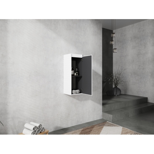 12-Inch White Plywood Floating Bathroom Cabinet with Soft-Close Door