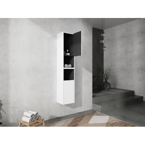 12-Inch White Plywood Wall-Mounted Bathroom Cabinet with 2 Doors