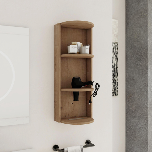 12-Inch Imitative Oak Plywood Wall-Mounted Bathroom Storage Rack