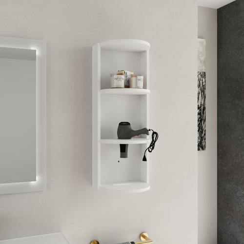 12-Inch Glossy White Plywood Wall-Mounted Bathroom Storage Cabinet