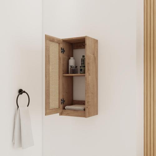 12-Inch Imitative Oak Plywood Wall-Mounted Bathroom Side Cabinet