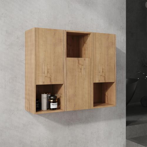 36-Inch Imitative Oak Plywood Wall-Mounted Bathroom Cabinet