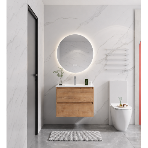 24-Inch Imitative Oak Plywood Bathroom Vanity with Ceramic Basin