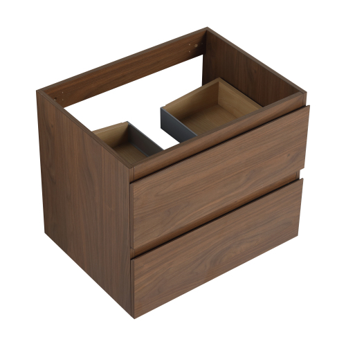 24-Inch Brown Oak Plywood Wall-Mounted Bathroom Vanity Cabinet Only