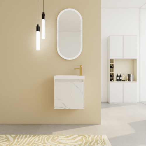 20-Inch White Plywood Floating Bathroom Vanity with Resin Sink