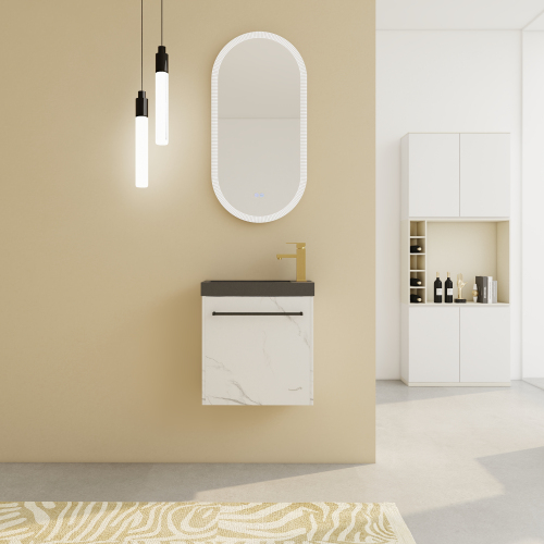 20-Inch Black Plywood Floating Bathroom Vanity with Resin Sink
