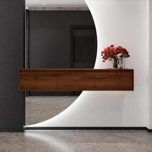 60-Inch Brown Ebony Plywood Floating Bathroom Vanity Cabinet