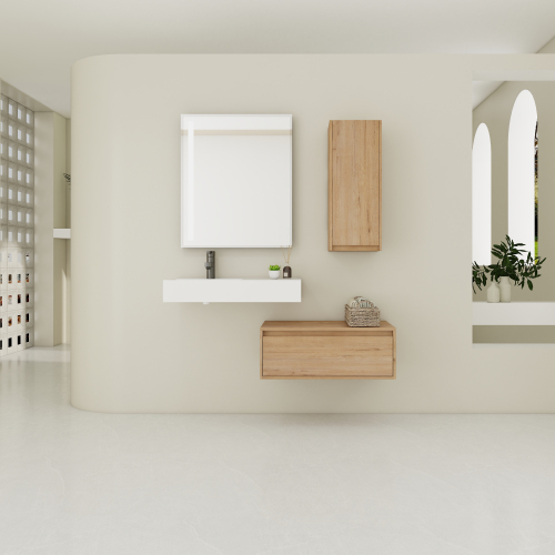 30-Inch Imitative Oak Plywood Wall Vanity and Side Cabinet