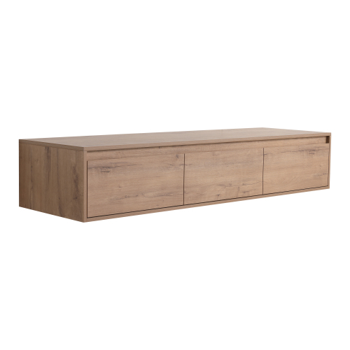 58.69-Inch Imitative Oak Plywood Floating Bathroom Vanity Cabinet
